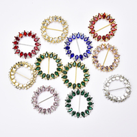 Boucles rondes en laiton de haute qualité avec fleur en strass brillant pour la décoration de chaussures, anneaux de ceinture DIY, broche de mariée, accessoire de sac