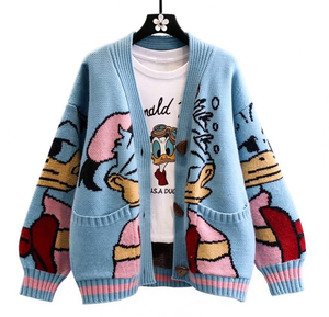 Cardigan da <span class=keywords><strong>Donna</strong></span>, Vestibilità Ampia, Scollo a V, Autunno Inverno, Motivo Cartoon, Design con Bottoni e Tasche, Vendita all'Ingrosso, OEM Personalizzato - Product Image 3