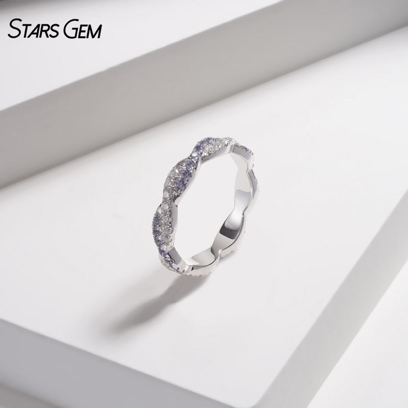 14K White Gold+Lab Sapphire