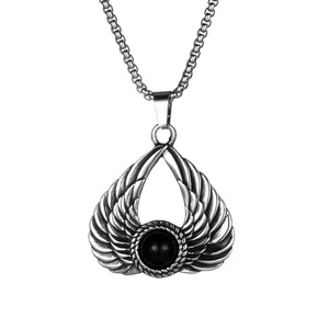 Stainless Steel Wings Pendant <b>Necklace</b> With Red Gemstone For Men Gift SP968 - Product Image 5