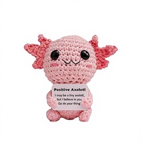 Peluche Axolotl au crochet fait main avec carte inspirante, jouet de réconfort émotionnel de poche, décoration de bureau pour adolescentes et jeunes filles