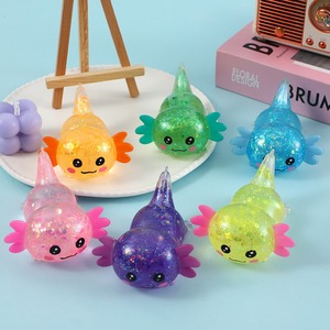 Jouet à presser en maltose, en forme d'axolotl coloré, en TPR souple, cadeau anti-stress pour enfants, stimulant d'humeur pour les journées chargées, lumineux et doux - Product Image 1