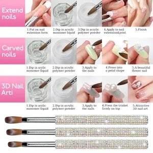 1pc Size#8-#12 Diamond Nail Kolinsky <b>Brush</b>,Acrylic Powder Nail <b>Brush</b> - Product Image 4