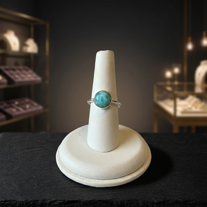 925 Sterling <b>Silver</b> Natural Larimar <b>Ring</b> for Women, Dainty Spiritual Gemstone Gift - Product Image 1