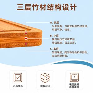 Bamboo Cutting <b>Board</b> Rectangle Multifunctional With Drainage Groove For Home Use - Product Image 4
