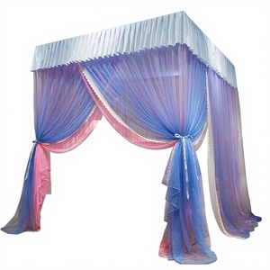 Zanzariera quadrata ecologica in stile principessa francese, con struttura rinforzata a doppio strato per letto matrimoniale, in garza. - Product Image 3