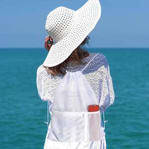 Custom logo Mesh Drawstring Backpack <b>Bag</b> Net Back Pack Multifunction Mesh <b>Bag</b> for Swimming Athletic Gym Beach - Product Image 3