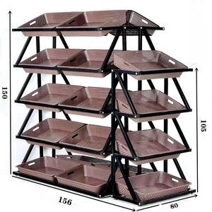 Almacenamiento de frutas comerciales Supermercado Exhibición de verduras frescas Tamaño personalizado Estantes multicapa - Product Image 5