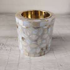 Bone Inlay Candle Holder Blue Color Custom logo Natural Color square Shape Bone Inlay Candle Holder for Home Decorative - Product Image 5