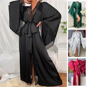 King Mcgreen Star nouveau peignoir long Robes à grandes manches vêtements de nuit solides dame élégante <span class=keywords><strong>robe</strong></span> de chambre de fête de mariage Sexy vêtements de détente - Product Image 1