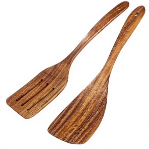 Spatule en bois d'acacia durable, ensemble d'ustensiles de cuisine de qualité supérieure, ensemble de spatules en bois, 2 pièces, lavage à la main uniquement, ustensiles de cuisine adaptés aux aliments - Product Image 3
