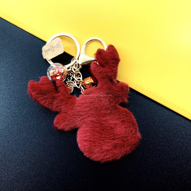 Handmade Knitted Crochet Keychain Keyring Moose Key Chains Plush for Car Bag Accessories Wholesale