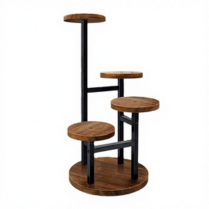 Wholesale Floor In/Outdoor 4-Layer Vintage Flower <b>Pot</b> <b>Stand</b> Durable Metal Plant <b>Pots</b> Display Rack with Baked Paint Finish - Product Image 3