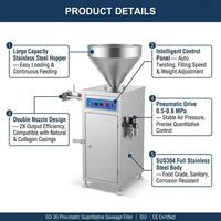 Machine à farcir les saucisses automatique à triple tube sous vide certifiée CE 50L, équipement de transformation de la viande en SUS304