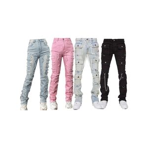 تكديس الحافة اليومية تنحنح الخام سوبر نحيل الحذاء قطع مضيئة جينز مكدسة بالجملة OEM مخصص التراص الجينز - Product Image 1