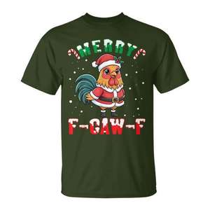 Camiseta con disfraz navideño de pollo y Papá Noel de Merry F Caw F - Product Image 1