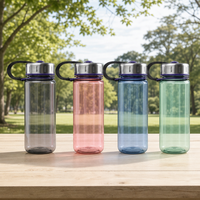 Bouteille d'eau en plastique transparente Tritan de 12 oz sans BPA, réutilisable, anti-fuite, avec poignée, pour l'école, la voiture, les voyages, cadeaux pour enfants