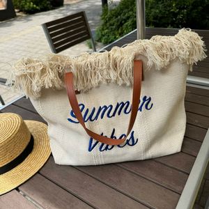 Large Weekend Beach <b>Bag</b> with Straw Fringe Summer <b>Shopper</b> Tote for Travel Comfortable Handbag for Shopping - Product Image 1