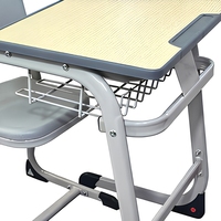 Bureau d'étude moderne pour lycée avec plateau en bois et chaise réglable - Ensemble de mobilier scolaire écologique