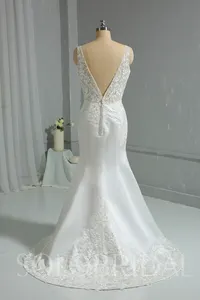 Ivory Bridal Satin Mermaid Wedding Gowns Wedding Dress