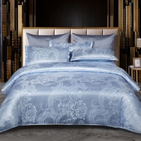 Vente en Gros Draps de Lit Imprimés Jacquard de Luxe, Parures de Lit 4 Pièces avec Finition Satinée pour Usage Textile de Maison