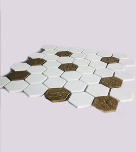 Bán Buôn Mô Hình Nhỏ Cao Cấp Lục Giác Sáng Bóng Kết Hợp Màu Vàng Gốm Sứ Mosaics Thiết Kế Thời Trang Hình Lục Giác Mosaics Cho Trang Trí - Product Image 3