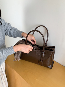 Large-capacity Women's National Style Durable PU Material Shoulder <b>Bag</b> Black Handbag Versatile Practical Tote <b>Bag</b> Elegant Design - Product Image 5