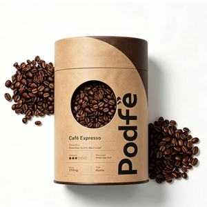 Eco-Friendly Kraft Paper Coffee Tube With Open <b>Window</b> Recyclable Cylindrical Canister For Coffee Beans Storage - Product Image 2