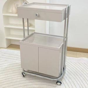 Chariot de beauté multifonctionnel en ABS blanc et rose pour salon de beauté et spa - Product Image 5