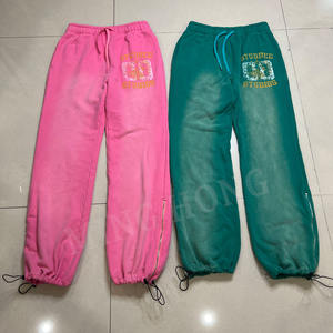Pantalon de jogging imprimé Dtg personnalisé coton français lourd Streetwear pantalon de survêtement évasé lavé à l'acide - Product Image 1