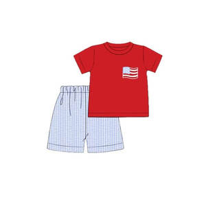 Robe à volants pour filles et shorts pour garçons, vêtements décontractés en coton et élasthanne respirant, imprimé drapeau américain du 4 juillet, printemps automne - Product Image 3