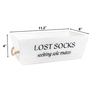 Insegna in Legno 'Lost Socks Basket' per Lavanderia in Stile Fattoria Moderna, Accessori per Casa - Product Image 3