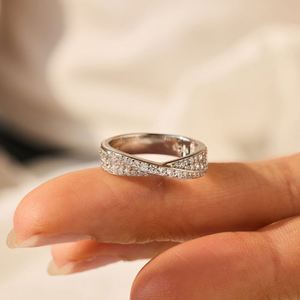Dylam Stylish Fine Jewelry 925 Sterling <b>Silver</b> Rhodium Plated <b>Eternity</b> Band 5A Zirconia Interlock Geometric Women Jewelry <b>Rings</b> - Product Image 4