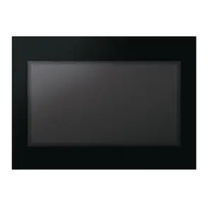 Harga pabrik kustom potongan tahan panas hitam Tempered Glass panel Microwave bagian kaca Tempered untuk pintu Oven