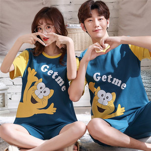 Pyjama d'été pour couple, adorable dessin animé assorti, ensemble court en deux pièces, pyjamas pour femmes - Product Image 4