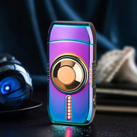 Briquet torche 2-en-1 en métal avec fidget spinner et double flamme jet, briquet coupe-vent à flamme rouge