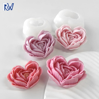Coeur fleur bricolage à la main savon et Gel gypse bougie Silicone moule Rose aromathérapie pour gâteau outils Rose moule