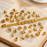 Breloque D983 tendance en acier inoxydable plaqué PVD 18 carats, lettre initiale, chiffre, symbole, breloque mignonne avec trou pour collier, bracelet, DIY