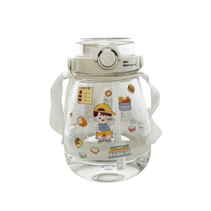Cartoon Water Bottle Large Capacity With Straw For Kids Students Sports Fitness Summer Use Plastic Cup With Handle - Product Image 5