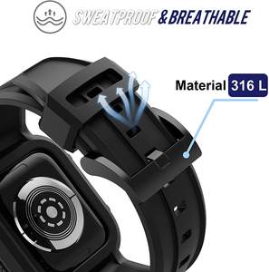 Bracelet pour <span class=keywords><strong>Apple</strong></span> <span class=keywords><strong>Watch</strong></span> 44 mm Série 4 Série 6/5/<span class=keywords><strong>SE</strong></span>, Bracelet de sport robuste en TPU avec étui de <span class=keywords><strong>protection</strong></span> intégrale pour hommes/femmes - Product Image 2