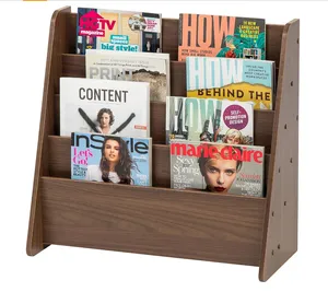 宽敞的木制杂志架书写本支架，带深隔层，用于客厅B教室办公室，深棕色