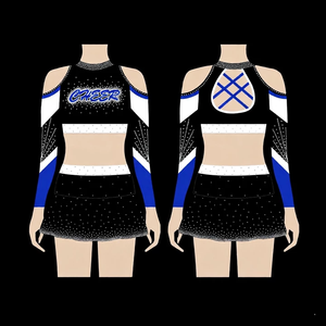 Uniforme de cheerleading sur mesure bleu royal pour les compétitions All Star, tenues de cheerleading pour filles de toutes tailles, crop top et jupes - Product Image 2