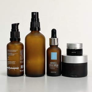 Chai Thủy Tinh Mờ Màu Hổ Phách Và Lọ Kem Nắp Bơm Nhỏ Giọt Bằng Tre Và Nhựa Chai Tinh Dầu Đóng Gói Mỹ Phẩm - Product Image 2