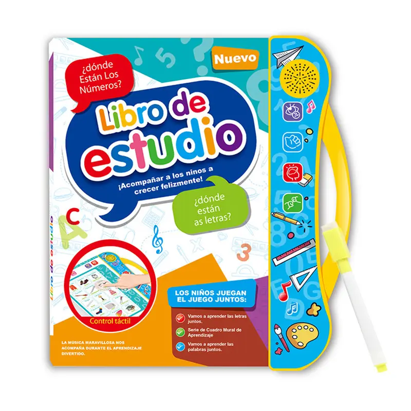 Mainan pembelajaran elektronik edukasi buku belajar mesin edukasi bahasa Inggris Spanyol buku kecerdasan untuk anak-anak