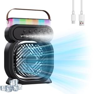 Portable 3 in 1 Mist Fan Mini Air Cooler with LED Night Light 450ml Water USB Rechargeable Personal Cooler - Product Image 4