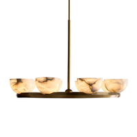 Lustre suspendu en albâtre espagnol de style américain moderne et luxueux pour salon, chambre, salle à manger, villa, maison