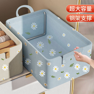 Clothing Organizer Foldable <b>Storage</b> <b>Box</b> Rectangle Fabric Large Capacity <b>Drawer</b> Style With Flower Pattern For Home Wardrobe - Product Image 4