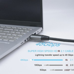 Câble audio-vidéo numérique <span class=keywords><strong>HDMI</strong></span> vers <span class=keywords><strong>HDMI</strong></span> de haute qualité 8K/60Hz 4K/120Hz 48 Gbps pour ordinateur portable, téléviseur, moniteur, projecteurs - Product Image 2