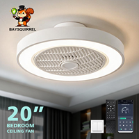 Ventilateur de plafond sans pales encastré de 20 pouces avec lumière, télécommande, application, gradation de précision, 6 vitesses pour chambre moderne et salon
