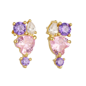 Nuovo gioiello di lusso in 925 Sterling gioielli in <span class=keywords><strong>argento</strong></span> all'ingrosso a forma di cuore <span class=keywords><strong>rosa</strong></span> zircone colorato pietre preziose <span class=keywords><strong>orecchini</strong></span> per le donne - Product Image 6